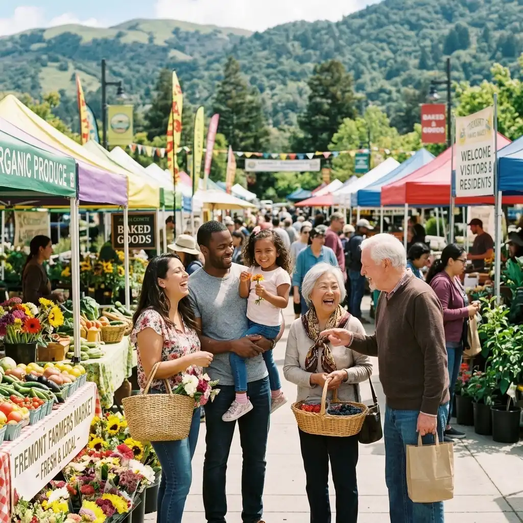 People interacting at farmers market