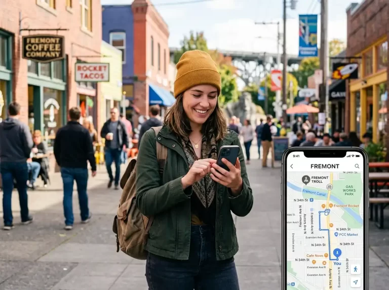 Person using smartphone with map